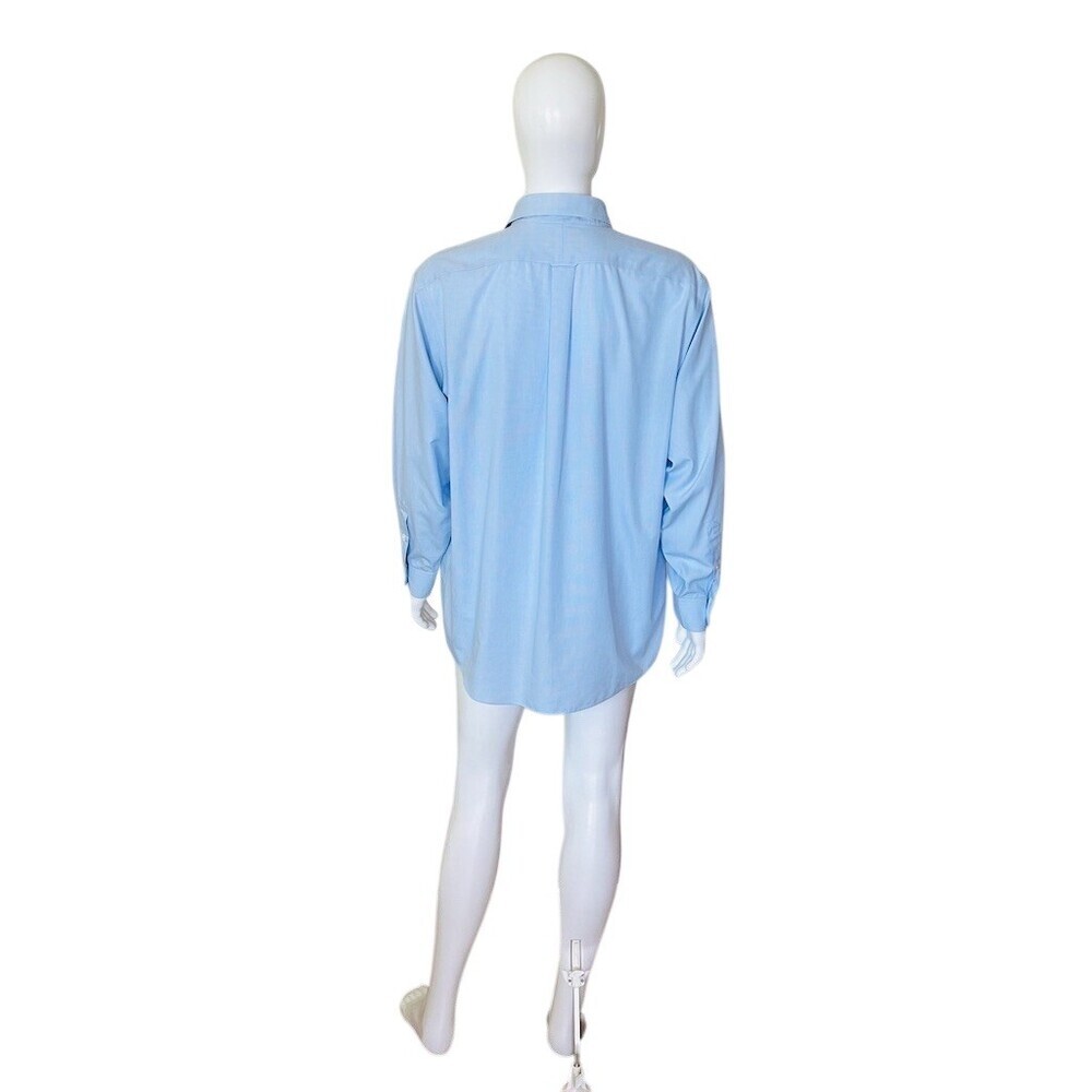 Roundtree & Yorke Dress Shirt Mens 17.5 34/35 Blue Micro Check Slim Fit - Picture 10 of 15